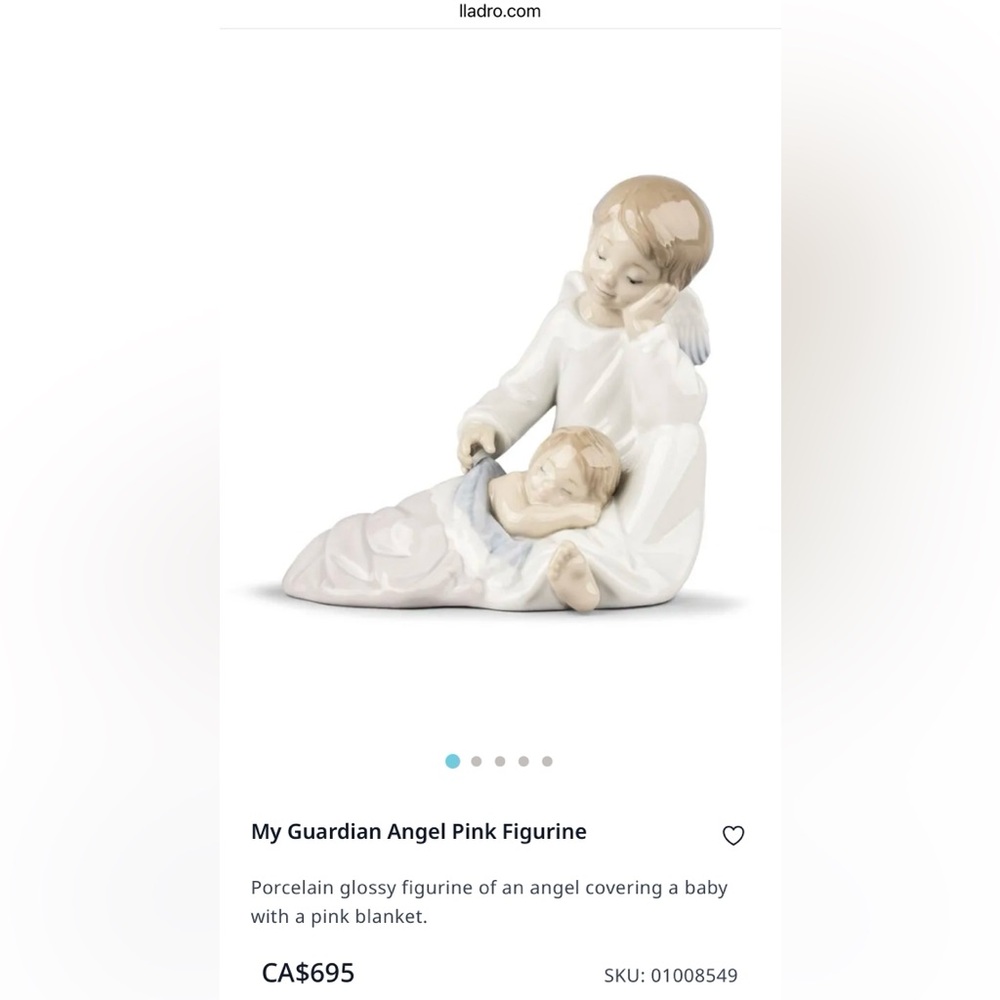 Lladro Angel with Baby Cream and White Sculpture